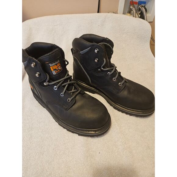 Timberland PRO A8201 Black Leather Work Boots Men\'s Size 9 EU 42 ReBOTL